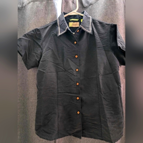 Cubavera mens black button up with cream detailed stitching size medium - Picture 1 of 5